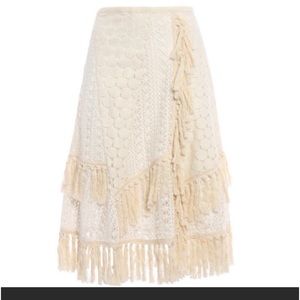 SeeByChloe Boho fringed beige skirt size: 38